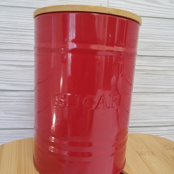 Tea Coffee Sugar Metal Canister Set with Bamboo Lids by Rayware Group NWT - Picture 2 of 10